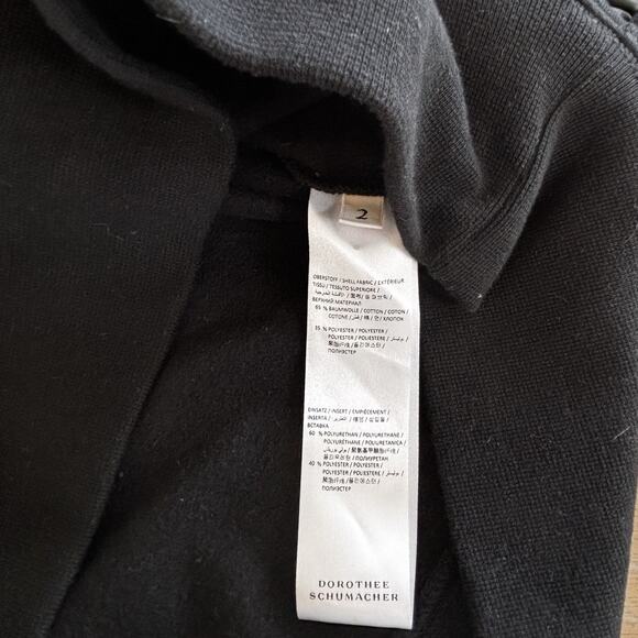 Dorothee Schumacher Black Hooded Sweatshirt Faux Leather Balloon Sleeve Size 2 - Picture 7 of 8